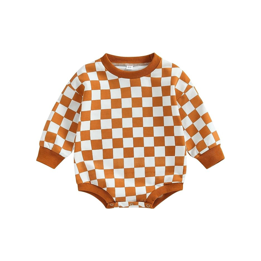 Checkered Sweatshirt Romper