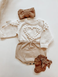 Cozy Heart Baby Romper Outfit