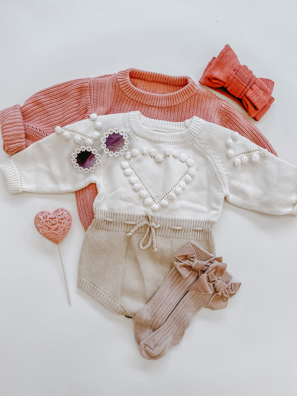 Cozy Heart Baby Romper Outfit