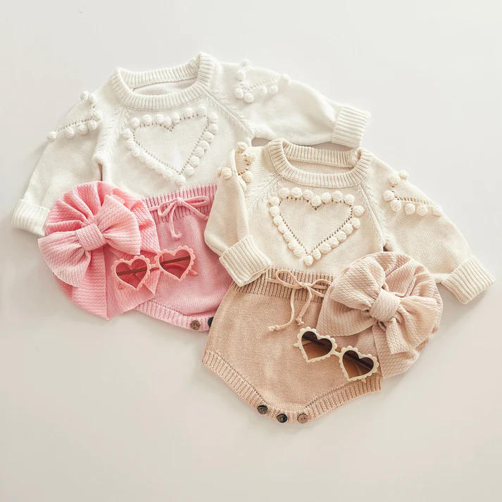 Cozy Heart Baby Romper Outfit